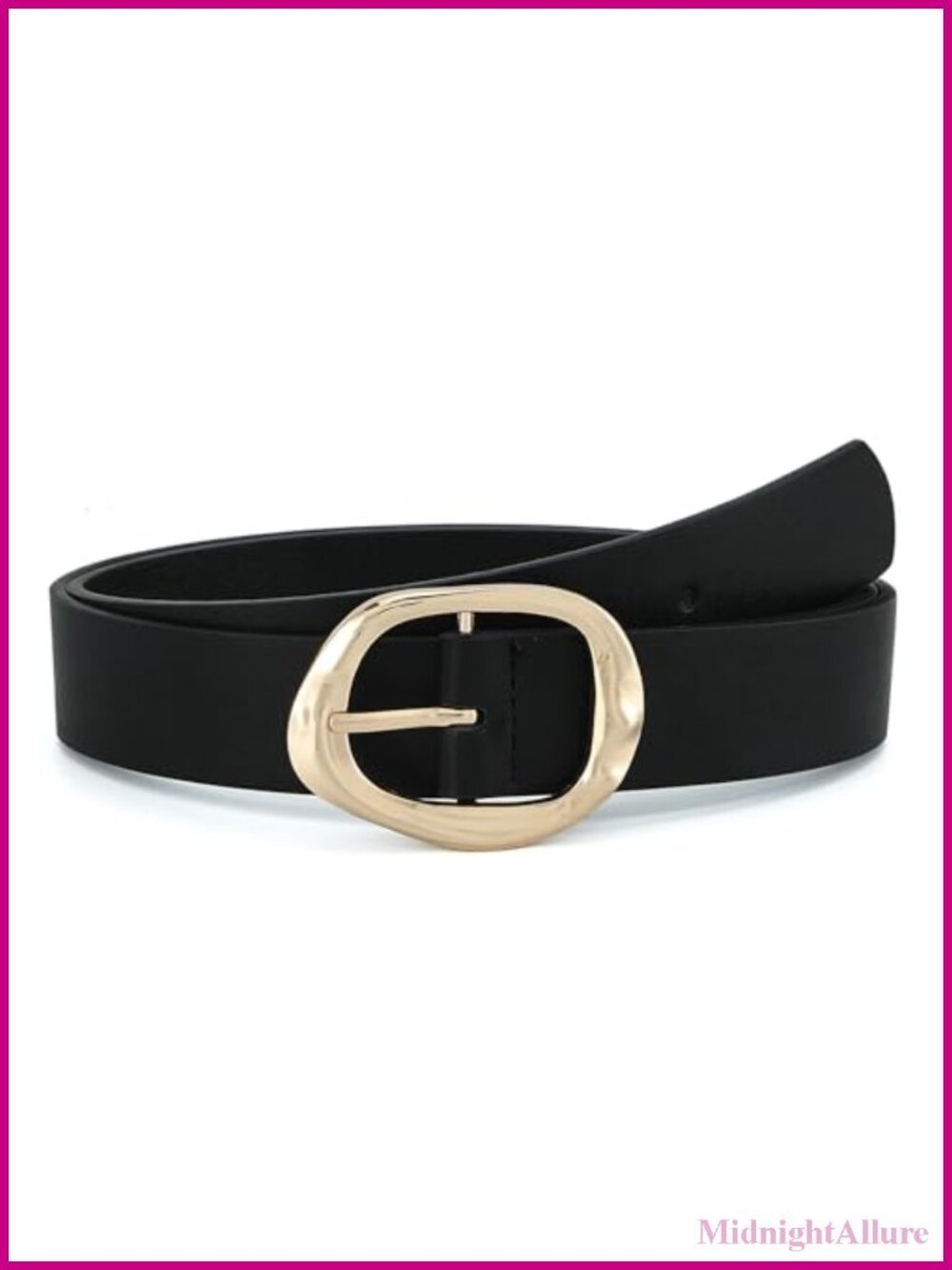 Faux Leather Belt for Jeans Dresses, 1.2 in Wide Fashion Buckle Waist Belt